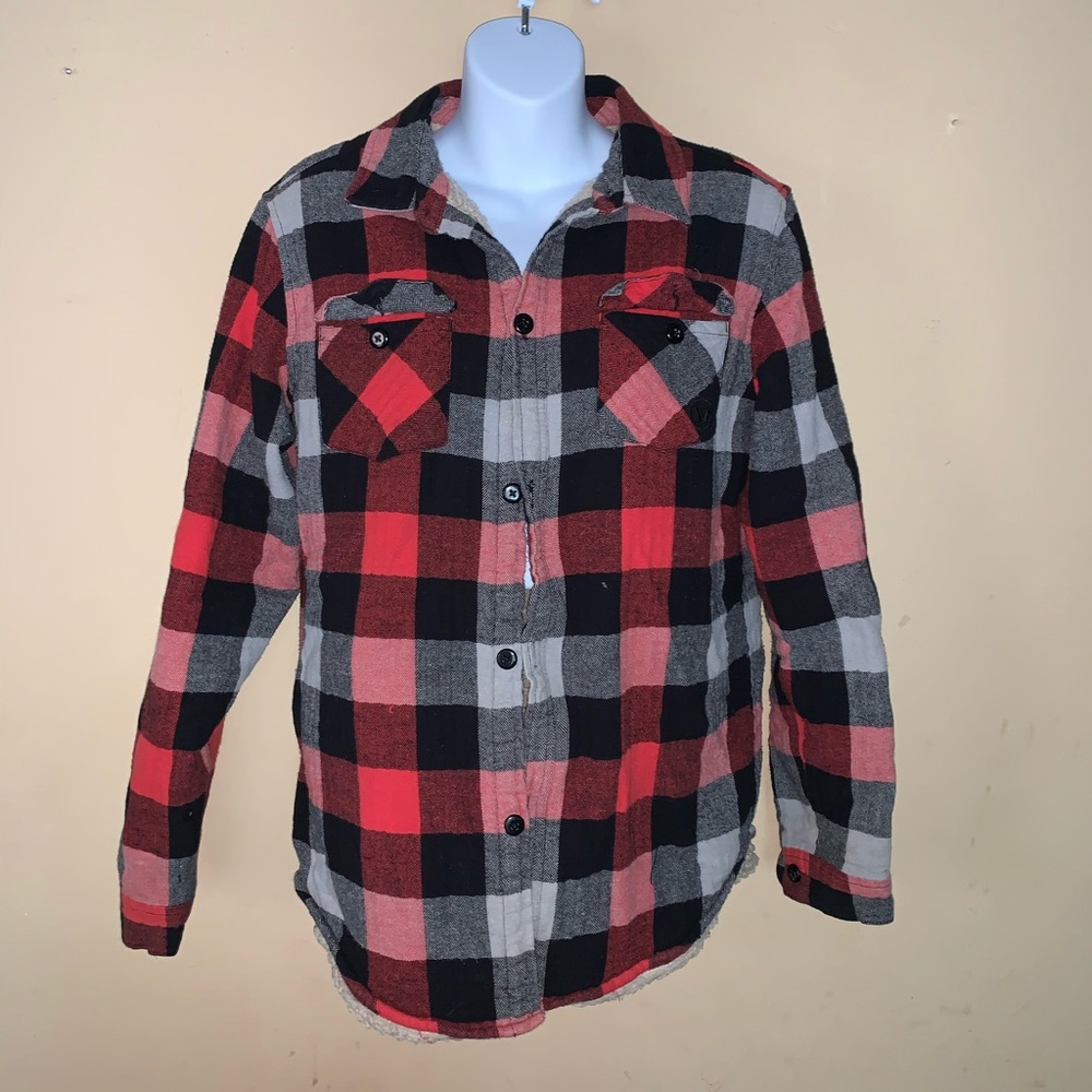 Shaun white boys button up plaid flannel